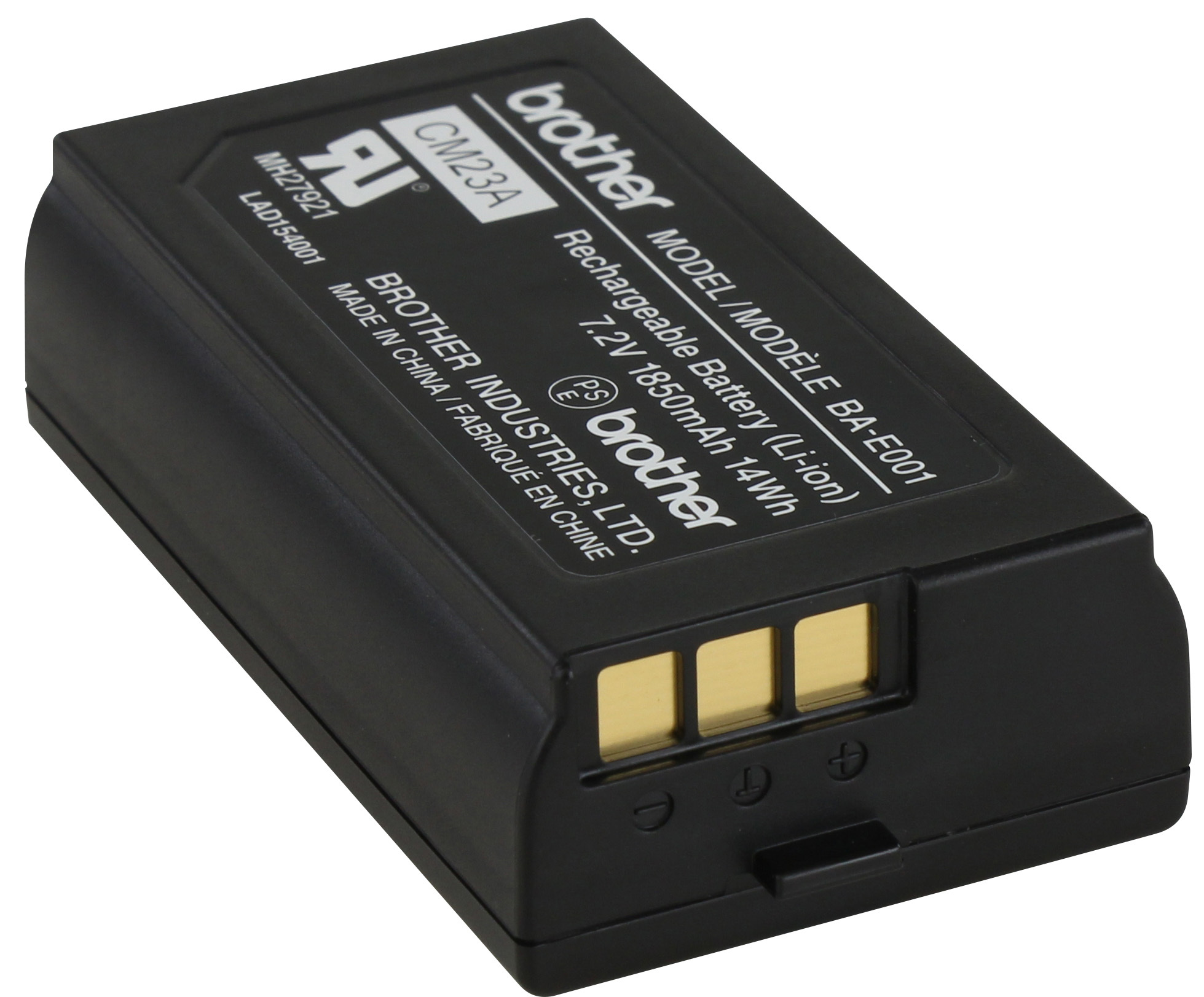 Industrial handheld label maker with rechargeable BAE001 battery pack