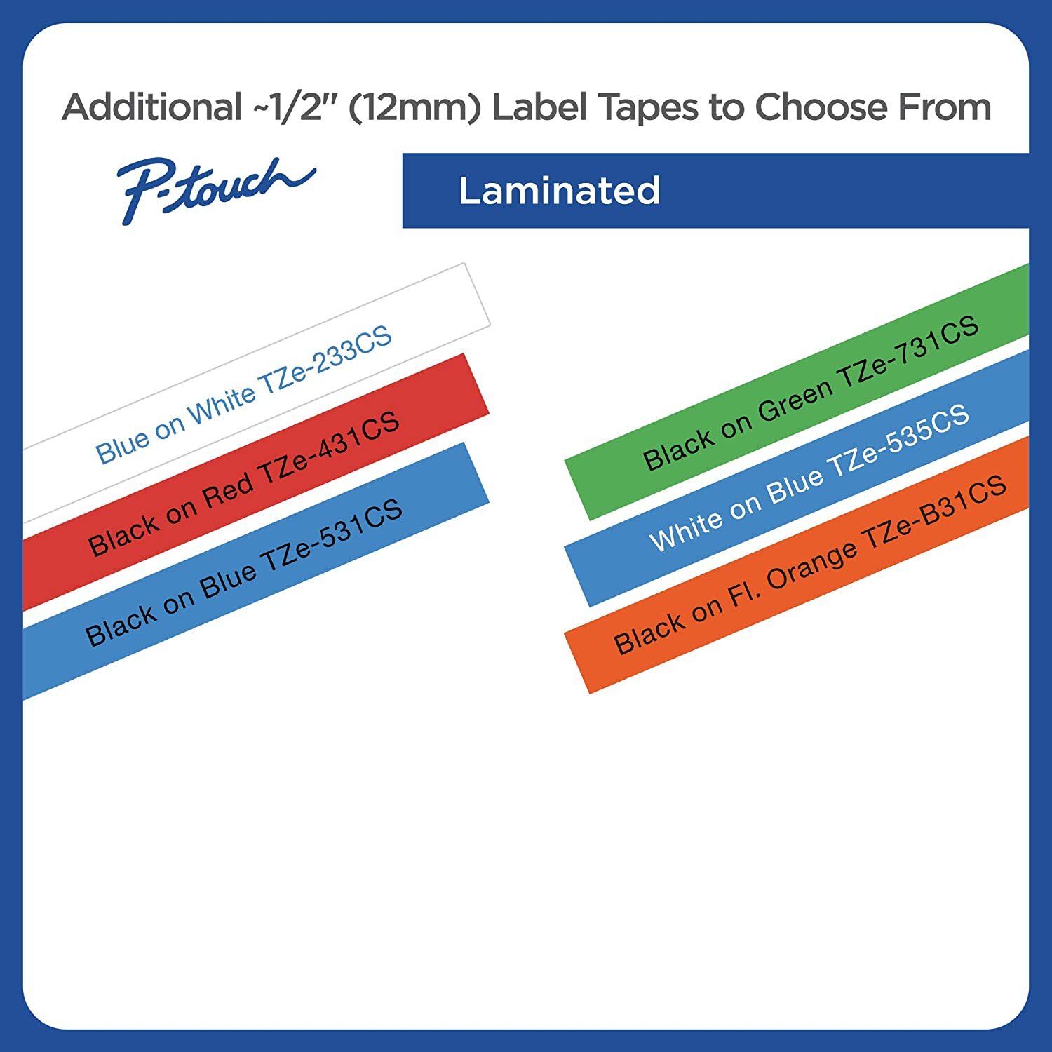Brother TZe tape color chart showing label color meanings for organization and safety
