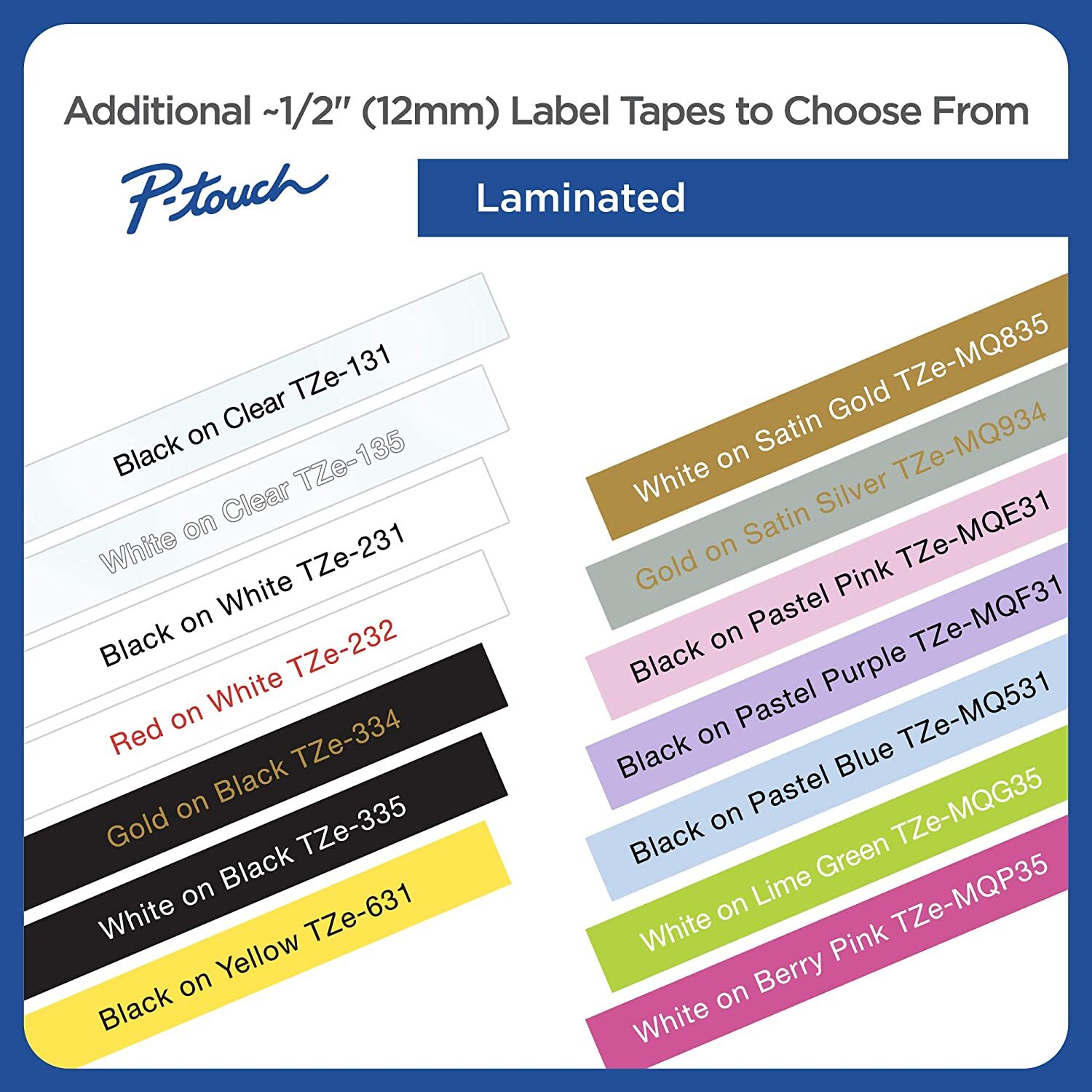 Pink and blue Brother TZe labels on school supplies for color-coded organization