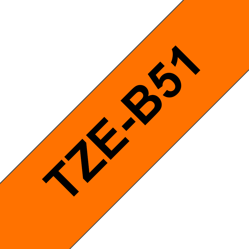 Brother TZeB51 black on orange label tape