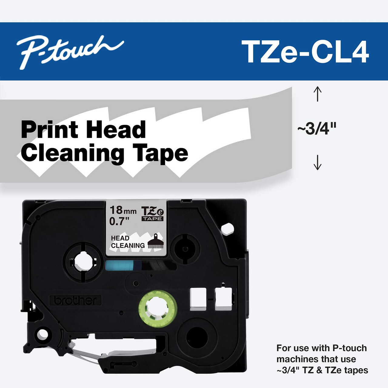 Brother P-touch TZe cleaning tape cassette for cleaning label maker print heads